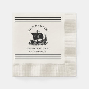 Serviette En Papier Nom de bateau personnalisé moderne nautique & logo