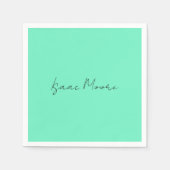 Serviette En Papier Nom de calligraphie de script bleu vert élégant (Devant)