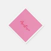Serviette En Papier Nom de calligraphie professionnelle rose personnal (Coin)