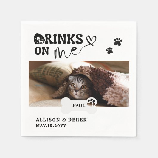 Serviette En Papier Nom de chat personnalisé Boissons aux frais de moi (Devant)