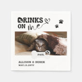 Serviette En Papier Nom de chat personnalisé Boissons sur moi Photo (Devant)