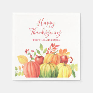 Serviette En Papier Nom de citrouille de Thanksgiving