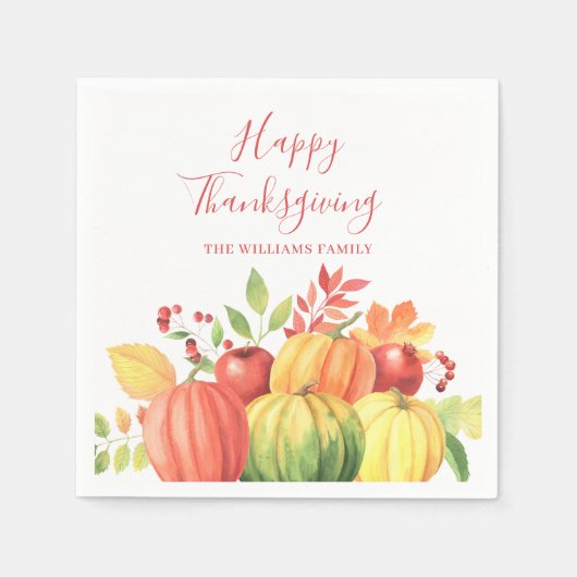 Serviette En Papier Nom de citrouille de Thanksgiving (Devant)