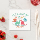 Serviette En Papier Nom de dinosaure d'anniversaire (En situation)
