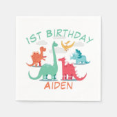 Serviette En Papier Nom de dinosaure d'anniversaire (Devant)