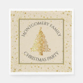 Serviette En Papier Nom de famille, Arbre de Noël Or, Fête (Devant)