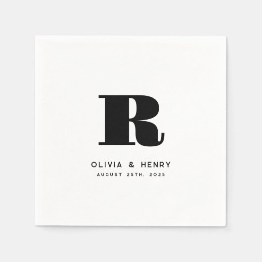 Serviette En Papier Nom de famille classique moderne Mariage initial (Devant)