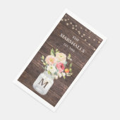 Serviette En Papier Nom de famille en monogramme floral pot Mason rust (Coin)
