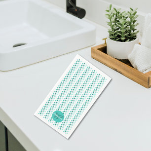 Serviette En Papier Nom de famille en monogramme vert de mer à pois
