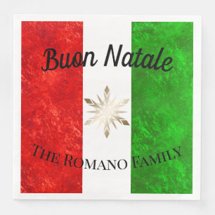 Serviette En Papier Nom de famille italien Buon Natale Drapeau Noël