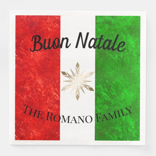 Serviette En Papier Nom de famille italien Buon Natale Drapeau Noël (Devant)