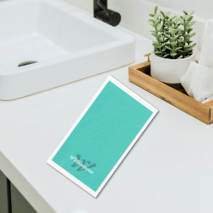Serviette En Papier Nom de famille Monogramme élégant Turquoise Sarcel