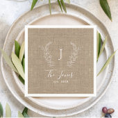 Serviette En Papier Nom de famille monographique burlap personnalisé r