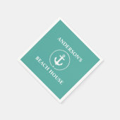 Serviette En Papier Nom de famille nautique Maison de plage (Coin)