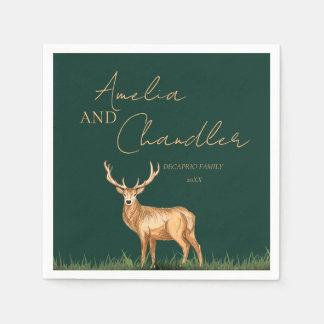 Serviette En Papier Nom de famille Noël Cerf Buck Élégant