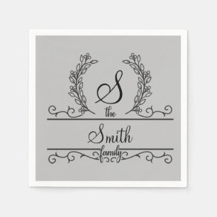 Serviette En Papier Nom de famille personnalisé avec monogramme