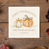 Serviette En Papier Nom de famille personnalisé Citrouille mignon Bows