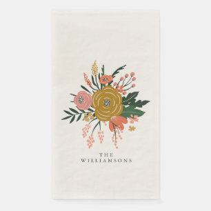 Serviette En Papier Nom de famille personnalisé Floral Botanique Terre