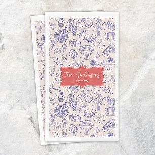 Serviette En Papier Nom de famille personnalisé Nourriture mignonne de