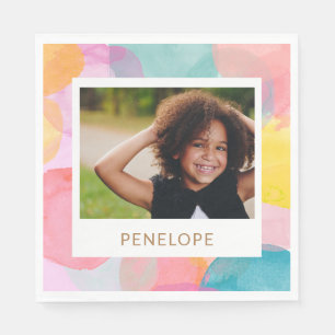 Serviette En Papier Nom de fête d'anniversaire de enfants avec photo e