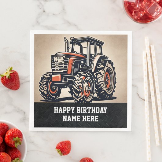 Serviette En Papier Nom de la ferme Joyeux Anniversaire Tractor Tillag (En situation)