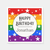 Serviette En Papier Nom de la fête d'anniversaire de l'arc-en-ciel LGB (Devant)