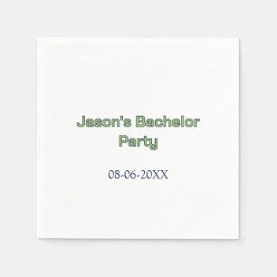Serviette En Papier Nom de la fête de Bachelor date simple minimal mei