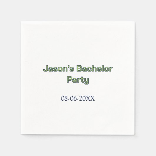 Serviette En Papier Nom de la fête de Bachelor date simple minimal mei (Devant)