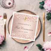 Serviette En Papier Nom de la parties scintillant d'or rose de premièr