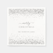 Serviette En Papier Nom de la Parties scintillant en argent Joyeux Noë (Devant)