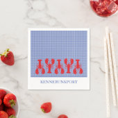 Serviette En Papier Nom de la ville côtière Homards rouges Bleu Blanc  (En situation)