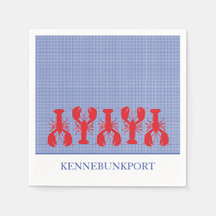 Serviette En Papier Nom de la ville côtière Homards rouges Bleu Blanc