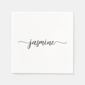 Serviette En Papier Nom de monogramme de calligraphie blanche minimali (Devant)