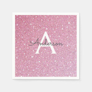 Serviette En Papier Nom de Parties scintillant rose