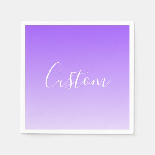 Serviette En Papier Nom de script cursif & ombre violet clair modifiab (Devant)
