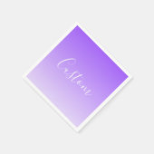 Serviette En Papier Nom de script cursif & ombre violet clair modifiab (Coin)