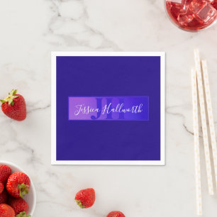 Serviette En Papier Nom de script élégant moderne & monogramme ombré v