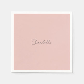 Serviette En Papier Nom de script manuscrit minimaliste Rose Gold