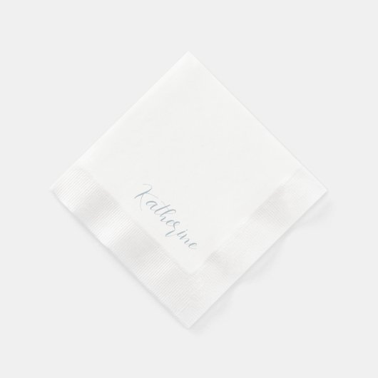 Serviette En Papier Nom de script moderne Douche bleu Dusty (Coin)