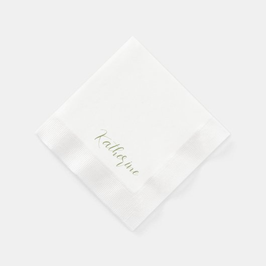 Serviette En Papier Nom de script moderne Moss Douche verte (Coin)