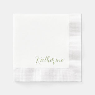 Serviette En Papier Nom de script moderne Moss Douche verte