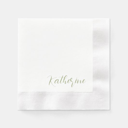 Serviette En Papier Nom de script moderne Moss Douche verte (Devant)