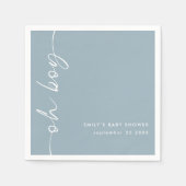 Serviette En Papier Nom de script pivoté Dusty Blue Oh Baby shower gar (Devant)