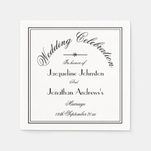 Serviette En Papier Nom de script simple et élégant Livre Mariage blan