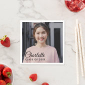Serviette En Papier Nom de script simple Photo Graduation Party Napkin (En situation)