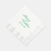 Serviette En Papier Nom de script vert menthe Mariage (Coin)