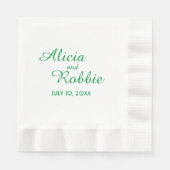 Serviette En Papier Nom de script vert menthe Mariage (Devant)