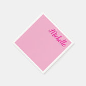 Serviette En Papier Nom d'écriture moderne professionnel rose blanc (Coin)