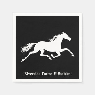 Serviette En Papier Nom d'écurie de cheval équestre Noir
