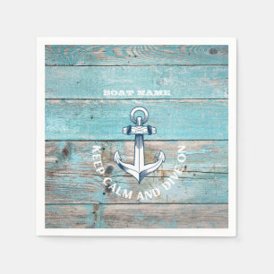 Serviette En Papier Nom du bateau nautique Ancre Bois rustique